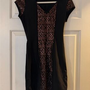 BB Dakota Black and Brown Geometric Mini Dress